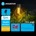 Aigostar - LED Декоративна гірлянда на сонячній батареї 10xLED/8 функцій 5,5 м IP65 теплий білий