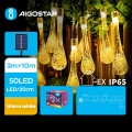 Aigostar - LED декоративна гірлянда на сонячній батареї 50xLED/8 функцій 12 м IP65 теплий білий