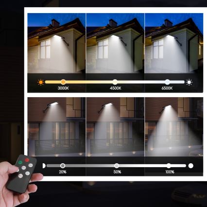 Aigostar - Світлодіодна регульована сонячна лампа з датчиком LED/2,3 Вт/5,5 В IP65 1800 мАг + дистанційне керування