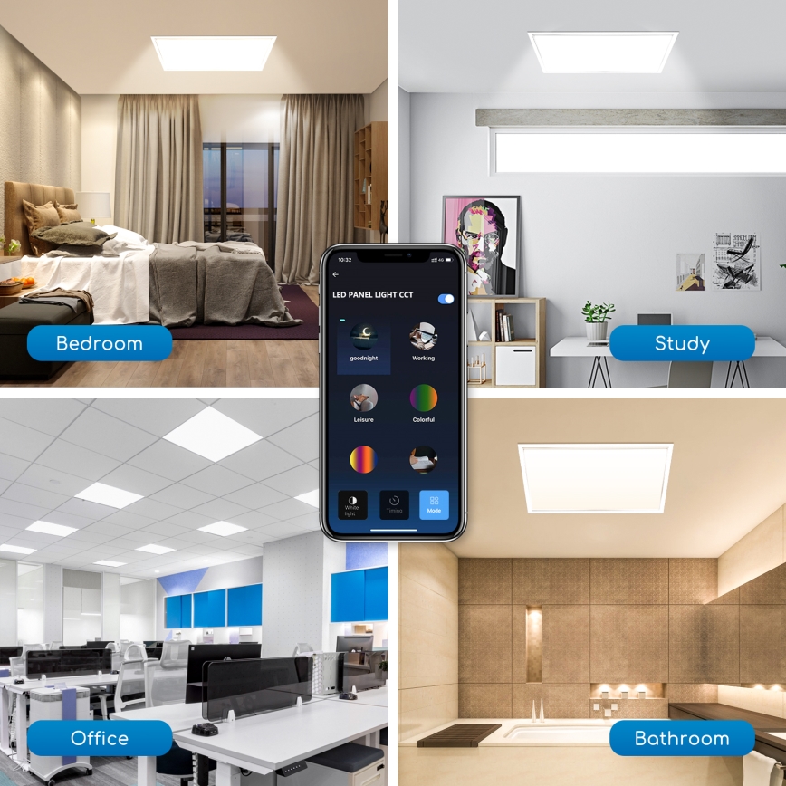 Aigostar - Світлодіодна димована панель для підвісної стелі 32 Вт/230 В Wi-Fi 60x60 см