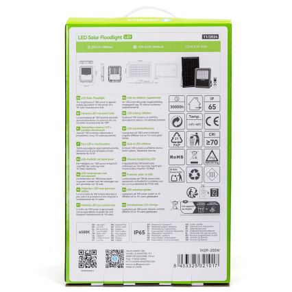 Aigostar - Світлодіодний регульований сонячний прожектор LED/200W/3,4V IP65 15000 mAh + дистанційне керування