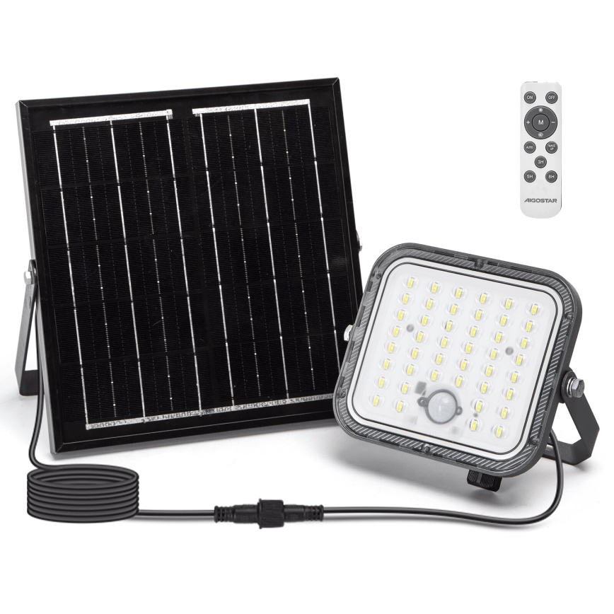 Aigostar - Світлодіодний димований сонячний прожектор із сенсором LED/80W/3,4V 6500K IP66 4000 mAh + дистанційне керування