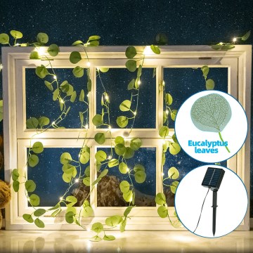 Aigostar - LED Гірлянда на сонячній батареї 100xLED/12м IP65 теплий білий евкаліпт