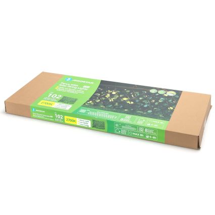 Aigostar - LED Гірлянда на сонячній батареї 102xLED/2x0,7м IP65 теплий білий евкаліпт