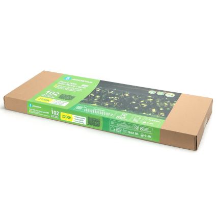 Aigostar - LED гірлянда на сонячній батареї 102xLED/2x0,7м IP65 300 mAh теплий білий плющ