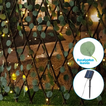 Aigostar - LED Гірлянда на сонячній батареї 148xLED/2x1,2м IP65 теплий білий евкаліпт