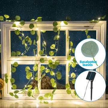 Aigostar - LED Гірлянда на сонячній батареї 50xLED/7м IP65 теплий білий евкаліпт