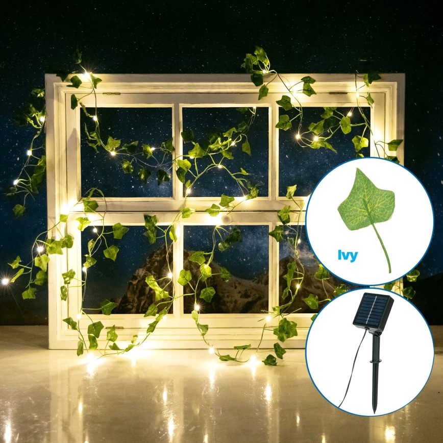 Aigostar - LED Гірлянда на сонячній батареї 50xLED/7м IP65 теплий білий плющ