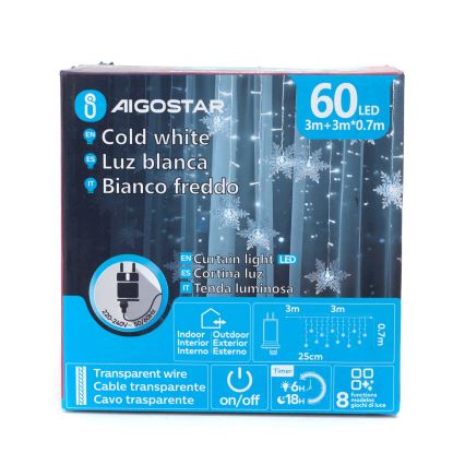 Aigostar - уличная LED-гирлянда, 120 светодиодов, 8 режимов, 3x0,7m, IP44, холодный белый свет, с пультом дистанционного управления