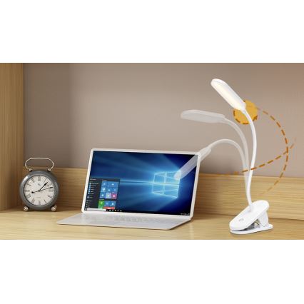 Aigostar - LED Настільна акумуляторна лампа з регулюванням яскравості з затискачем LED/2,5W/5V 1200mAh білий