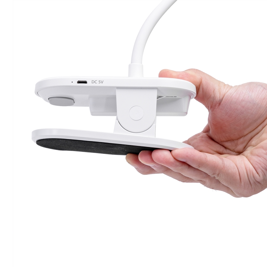 Aigostar - LED Настільна акумуляторна лампа з регулюванням яскравості з затискачем LED/2,5W/5V 1200mAh білий