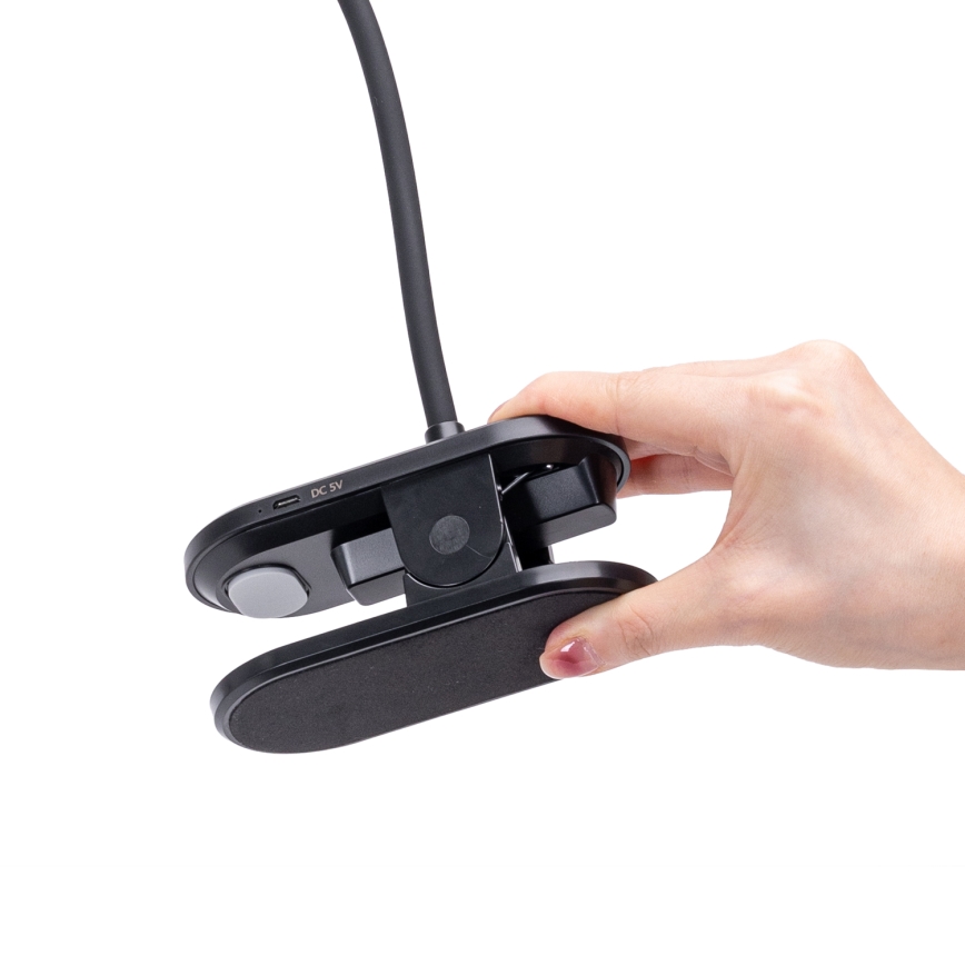 Aigostar - LED Настільна акумуляторна лампа з регулюванням яскравості з затискачем LED/2,5W/5V чорний