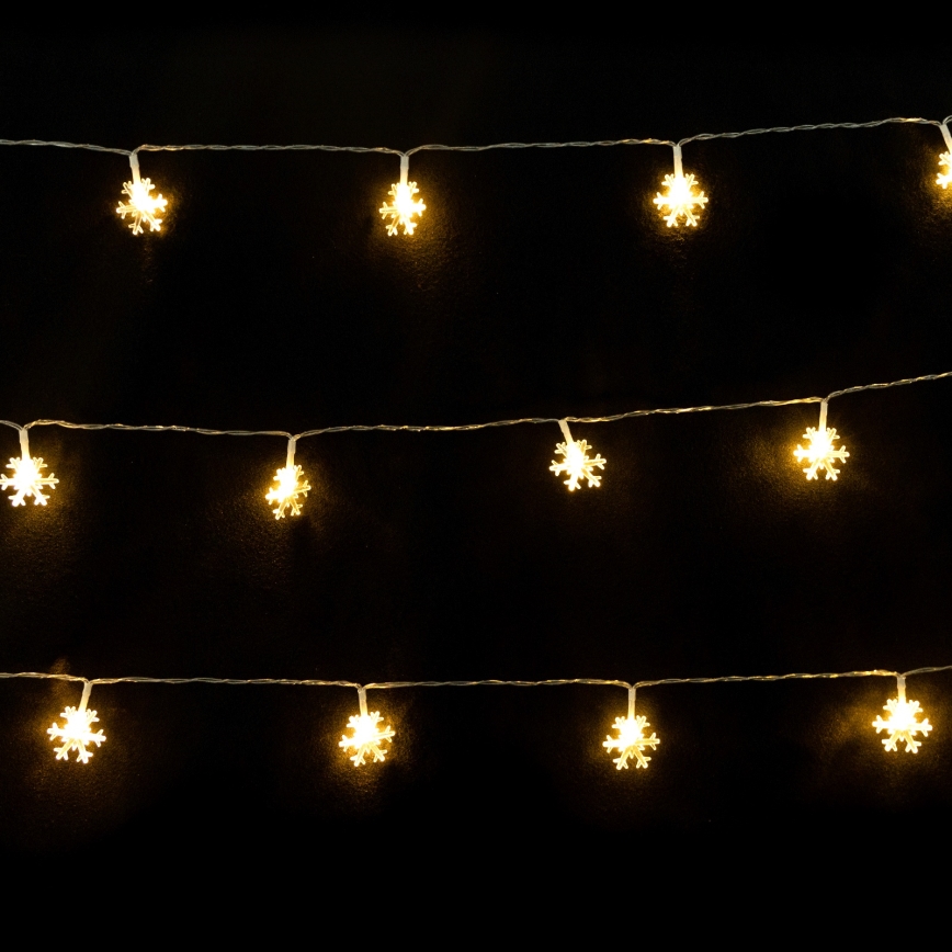 Aigostar - LED новогодняя гирлянда 10xLED/3xAA 1,5m тёплый белый снежинки