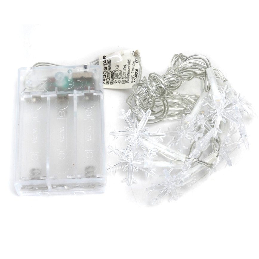 Aigostar - LED новорічна гірлянда 10xLED/3xAA 1,5m теплий білий сніжинки