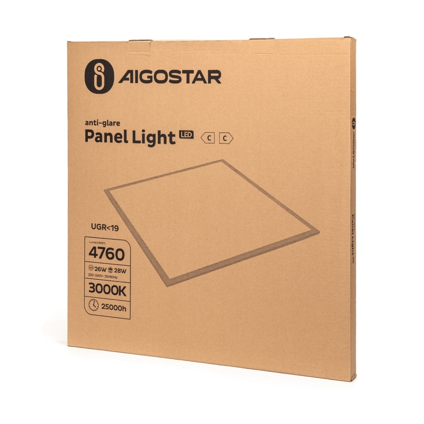 Aigostar - світлодіодна панель для підвісної стелі LED/28W/230V, енергоефективна, UGR19, 3000K, 59,5x59,5 см
