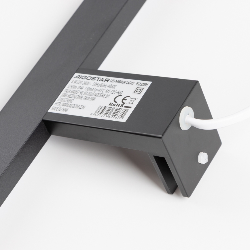 Aigostar - LED-підсвітлення для дзеркала у ванній LED/8W/230V 4000K 40 см IP44 чорний
