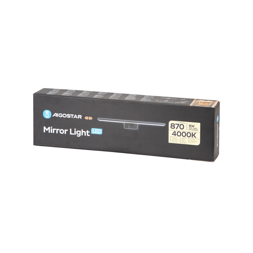 Aigostar - LED Підсвітка для дзеркала для ванної LED/8W/230V 4000K 40 см IP44 чорний