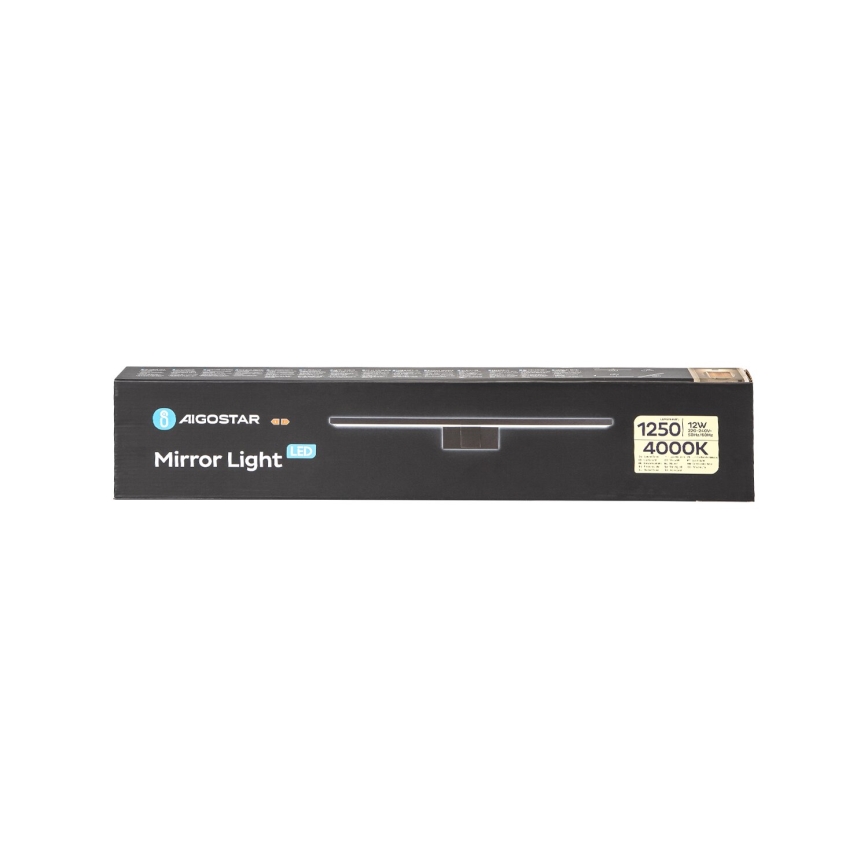 Aigostar - LED Підсвітка для дзеркала у ванній кімнаті LED/12W/230V 4000K 60 см IP44 чорний