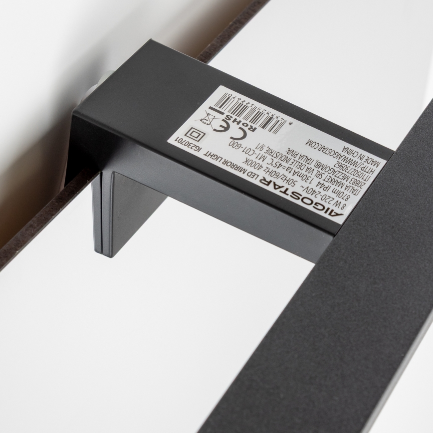 Aigostar - LED-подсветка для зеркала в ванной LED/8W/230V 4000K 40 cm IP44 черная