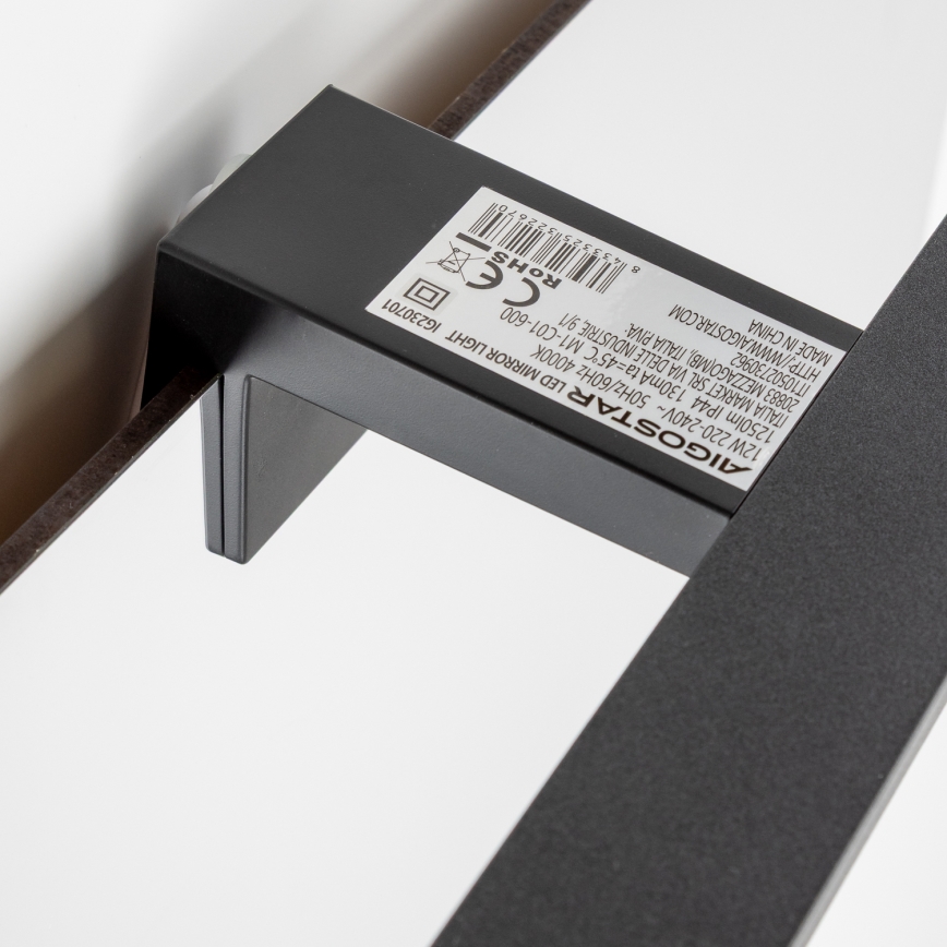 Aigostar - LED подсветка зеркала для ванной LED/12W/230V 4000K 60 cm IP44 черный