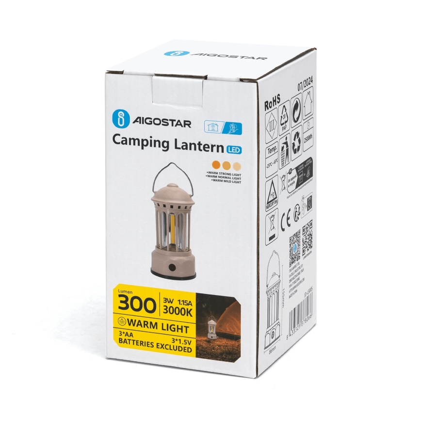 Aigostar - LED Портативна лампа для кемпінгу LED/3W/3xAA