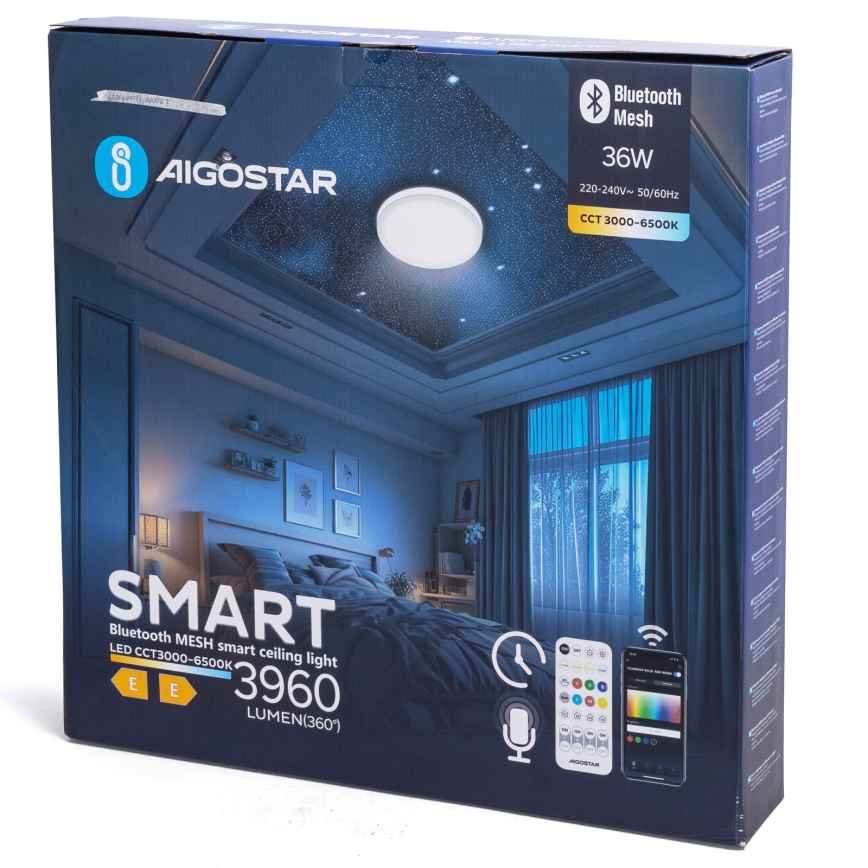 Aigostar - Диммируемый потолочный светильник MESH LED/36 Вт/230 В 3000-6500K, диаметр 49,5 см + пульт дистанционного управления