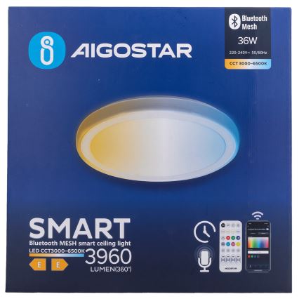 Aigostar - Диммируемый потолочный светильник MESH LED/36 Вт/230 В 3000-6500K, диаметр 49,5 см + пульт дистанционного управления
