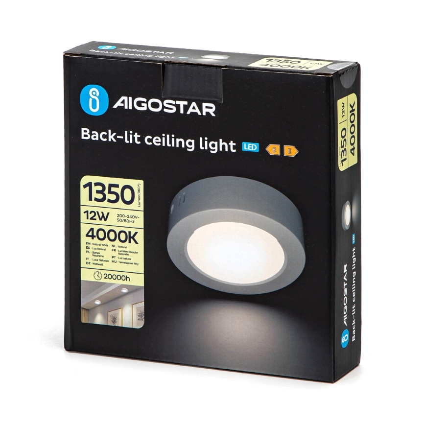 Aigostar - LED Пристельовий світильник LED/12W/230V діаметр 17,4 см 4000K білий