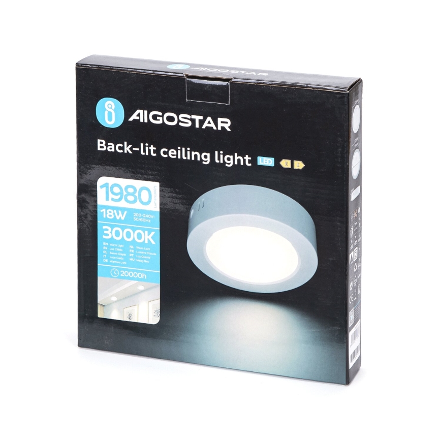 Aigostar - LED Пристельовий світильник LED/18W/230V діаметр 22,6 см 3000K білий