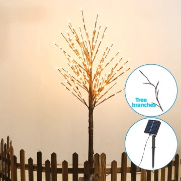 Aigostar - LED Прикраса на сонячній батареї 96xLED/3,5м IP65 теплий білий дерево