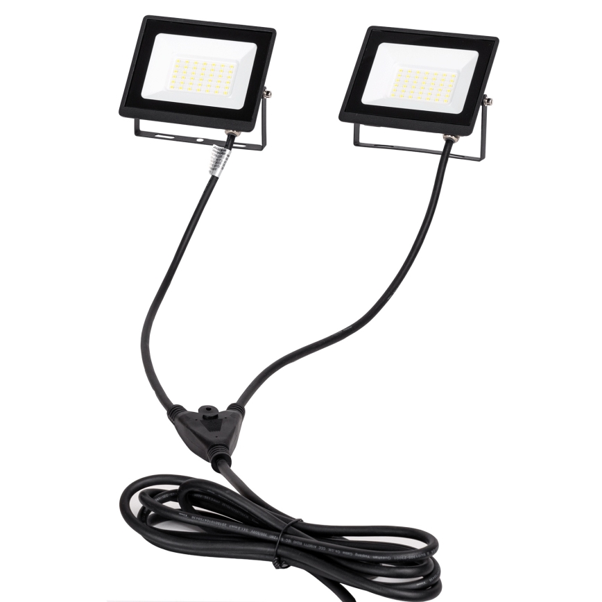 Aigostar - LED-прожектор со штативом 2×LED/30 Вт/230 В 6500K IP65 оранжевый/чёрный
