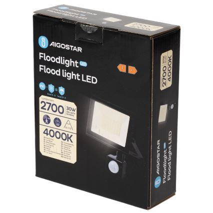 Aigostar - LED-прожектор з датчиком LED/30W/230V 4000K IP65