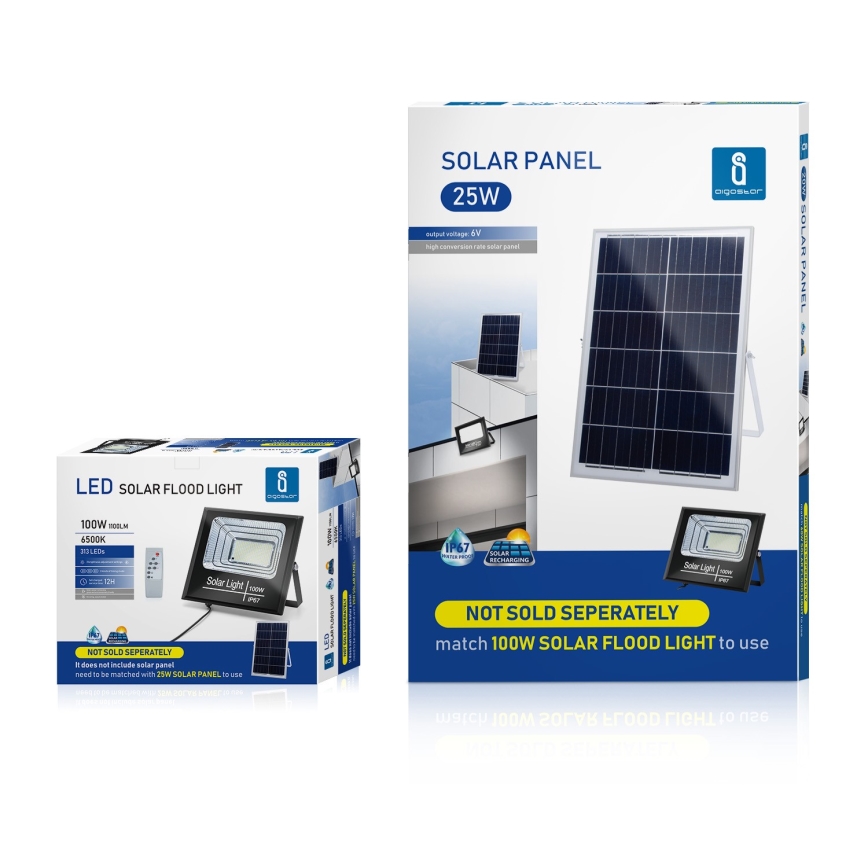 Aigostar - LED Прожектор з регулюванням яскравості на сонячній батареї LED/100W/3,2V IP67 2000 mAh + пульт ДК