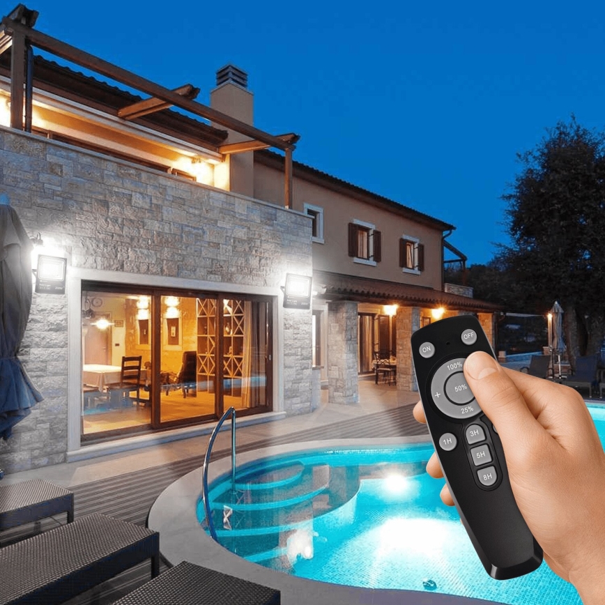 Aigostar - LED Прожектор з регулюванням яскравості на сонячній батареї LED/200W/3,2V IP66 + пульт дистанційного керування