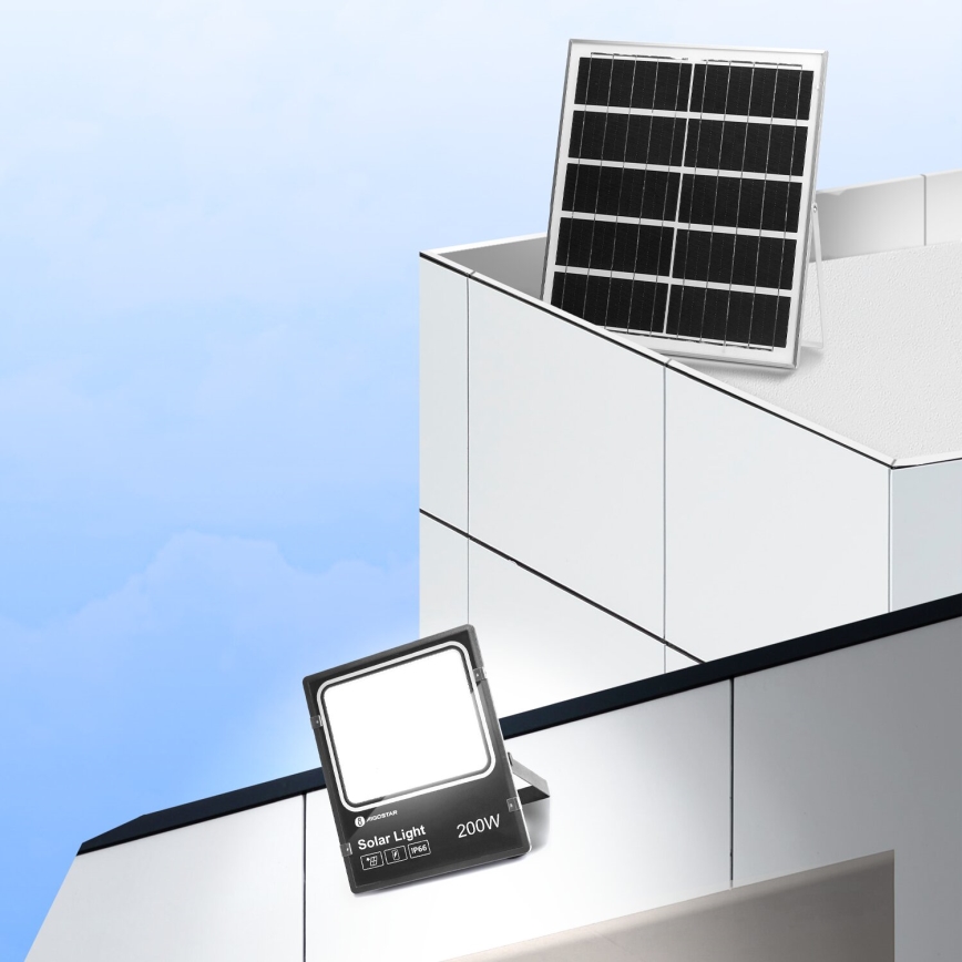 Aigostar - LED Прожектор з регулюванням яскравості на сонячній батареї LED/200W/3,2V IP66 + пульт дистанційного керування