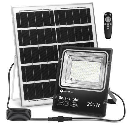 Aigostar - LED Прожектор з регулюванням яскравості на сонячній батареї LED/200W/3,2V IP66 + пульт дистанційного керування
