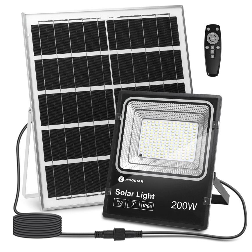 Aigostar - LED Прожектор з регулюванням яскравості на сонячній батареї LED/200W/3,2V IP66 + пульт дистанційного керування
