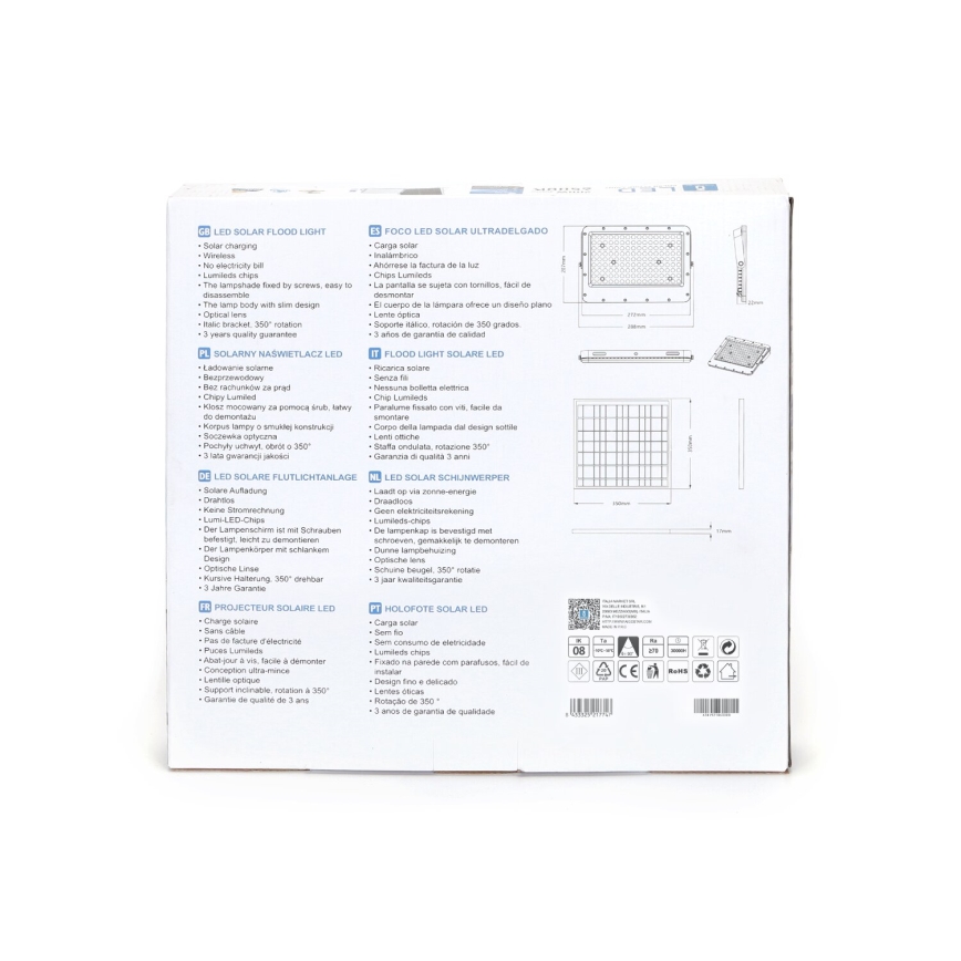 Aigostar - LED Прожектор з регулюванням яскравості на сонячній батареї LED/200W/3,4V IP65 + пульт дистанційного керування