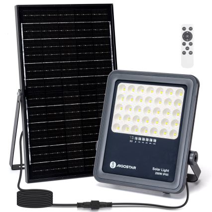 Aigostar - LED Прожектор з регулюванням яскравості на сонячній батареї LED/200W/3,4V IP65 + пульт дистанційного керування