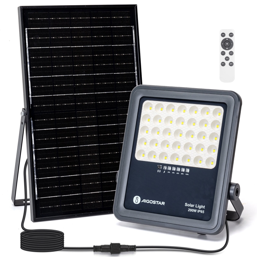 Aigostar - LED Прожектор з регулюванням яскравості на сонячній батареї LED/200W/3,4V IP65 + пульт дистанційного керування