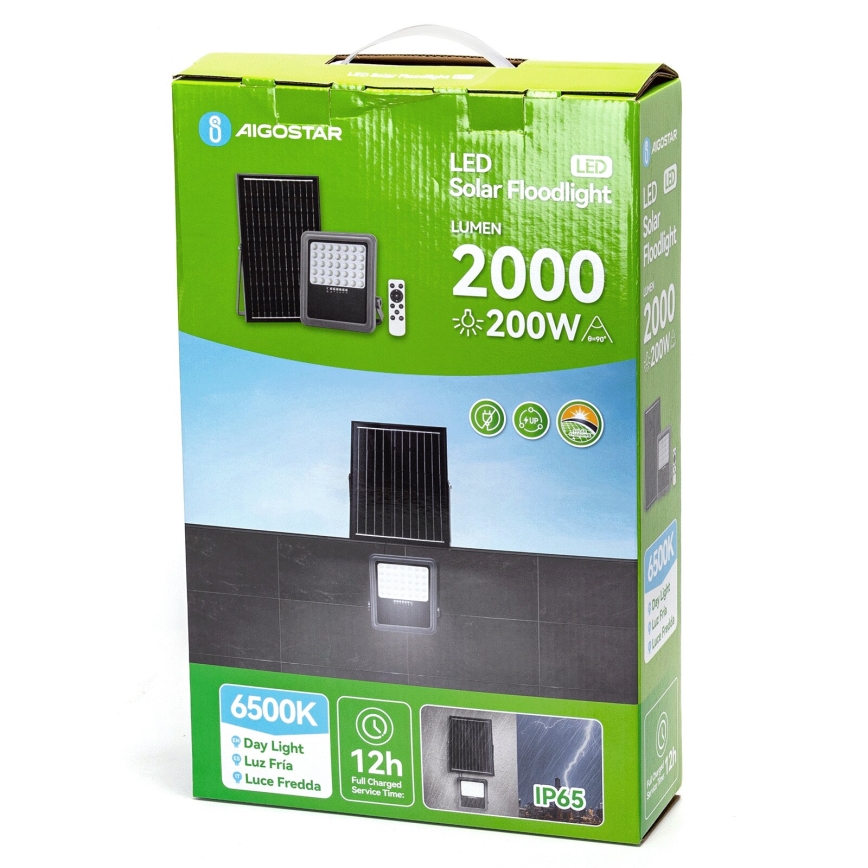 Aigostar - LED Прожектор з регулюванням яскравості на сонячній батареї LED/200W/3,4V IP65 + пульт дистанційного керування