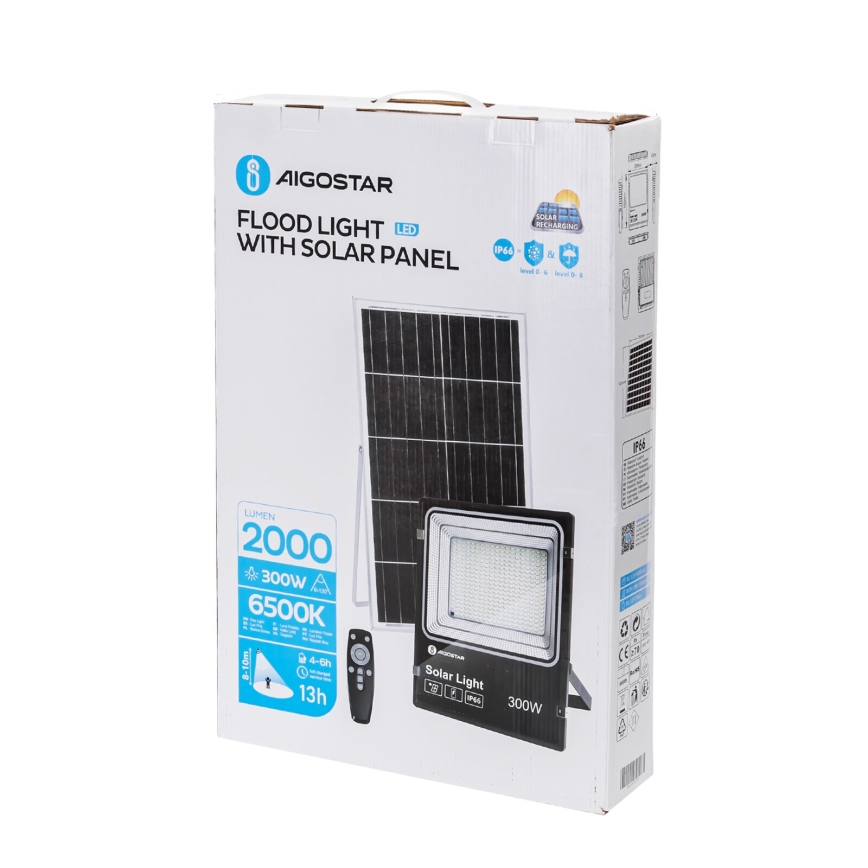 Aigostar - LED Прожектор з регулюванням яскравості на сонячній батареї LED/300W/3,2V IP66 + пульт дистанційного керування