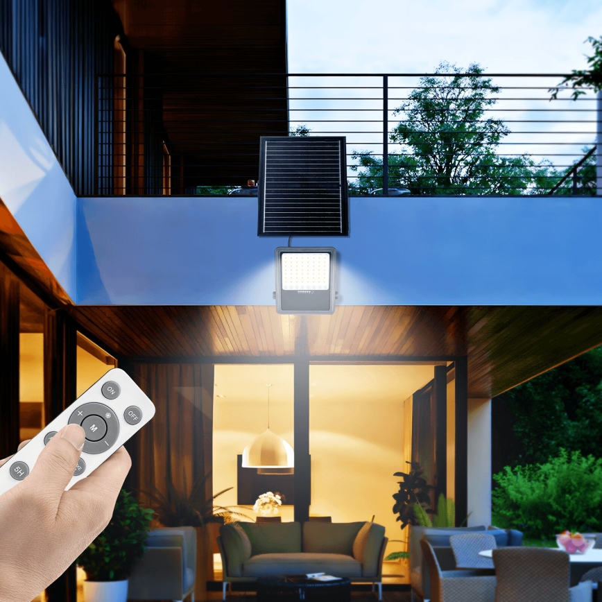Aigostar - LED Прожектор з регулюванням яскравості на сонячній батареї LED/300W/3,4V IP65 + пульт дистанційного керування