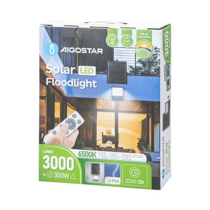 Aigostar - LED Прожектор з регулюванням яскравості на сонячній батареї LED/300W/3,4V IP65 + пульт дистанційного керування
