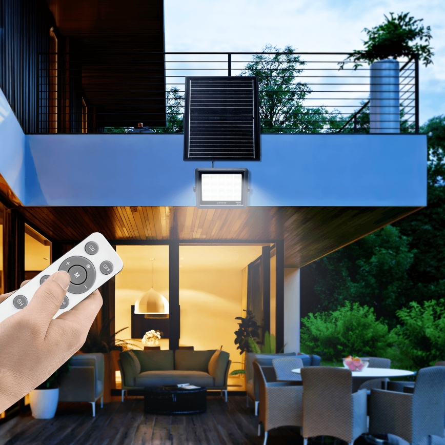 Aigostar - LED Прожектор з регулюванням яскравості на сонячній батареї LED/300W/3,4V IP65 + пульт дистанційного керування