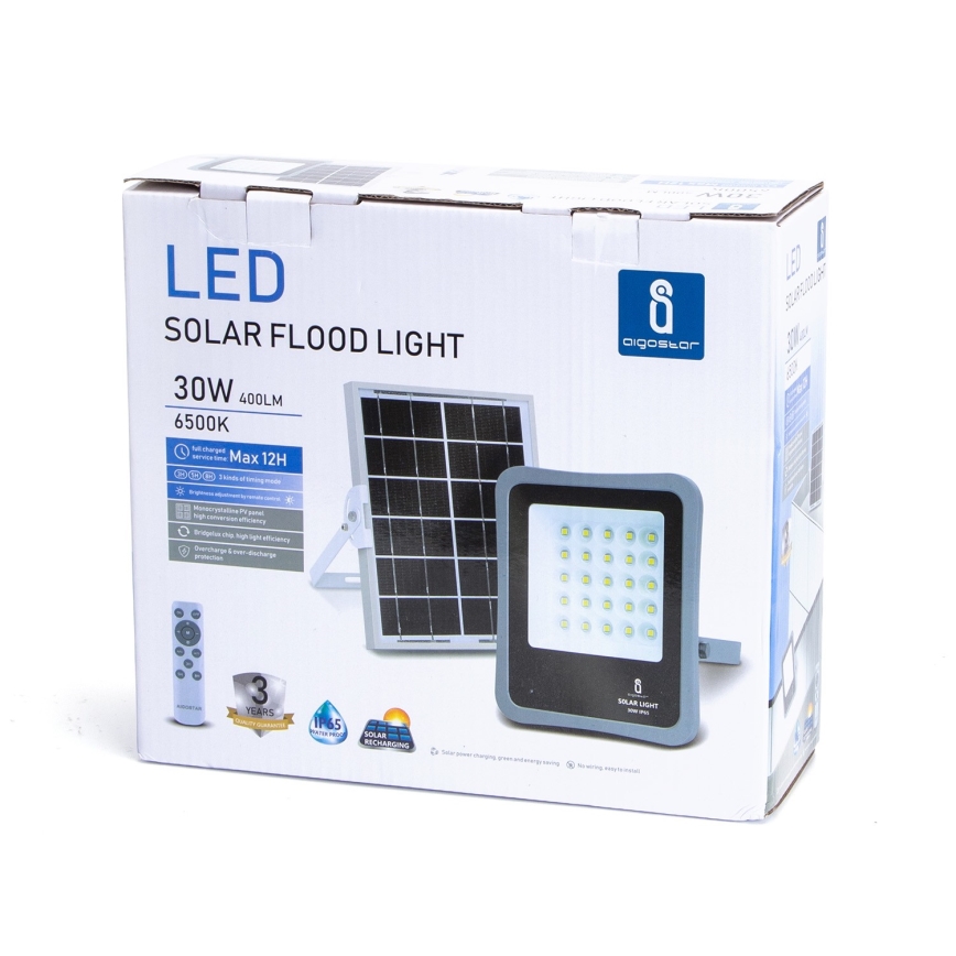 Aigostar - LED Прожектор з регулюванням яскравості на сонячній батареї LED/30W/3,2V 20000 mAh IP67 + пульт ДК