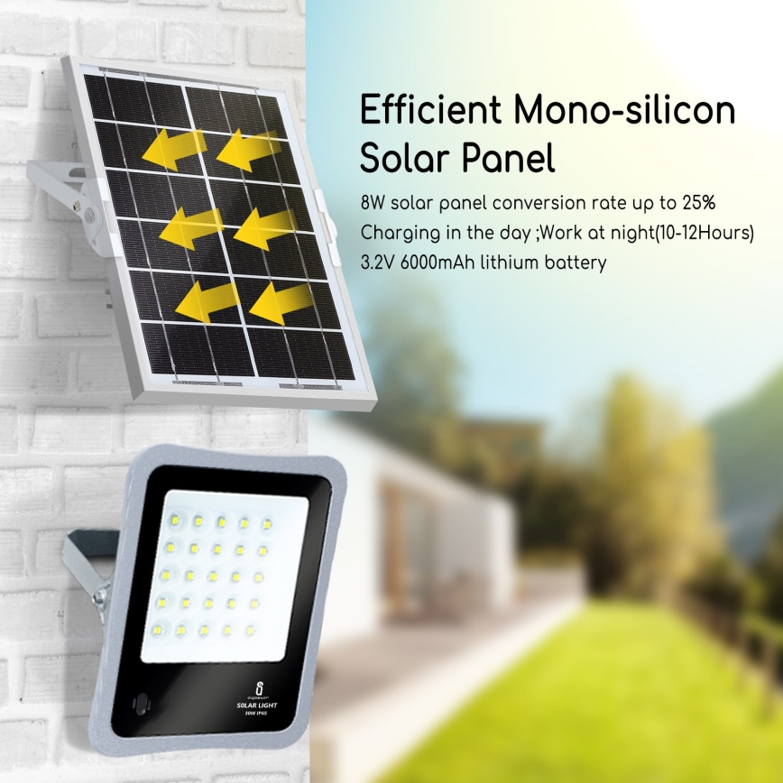 Aigostar - LED Прожектор з регулюванням яскравості на сонячній батареї LED/50W/3,2V IP65 6000 mAh + пульт ДК