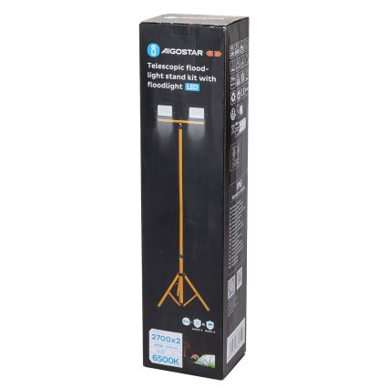 Aigostar - LED-прожектор зі штативом 2xLED/30W/230V 6500K IP65 помаранчевий/чорний