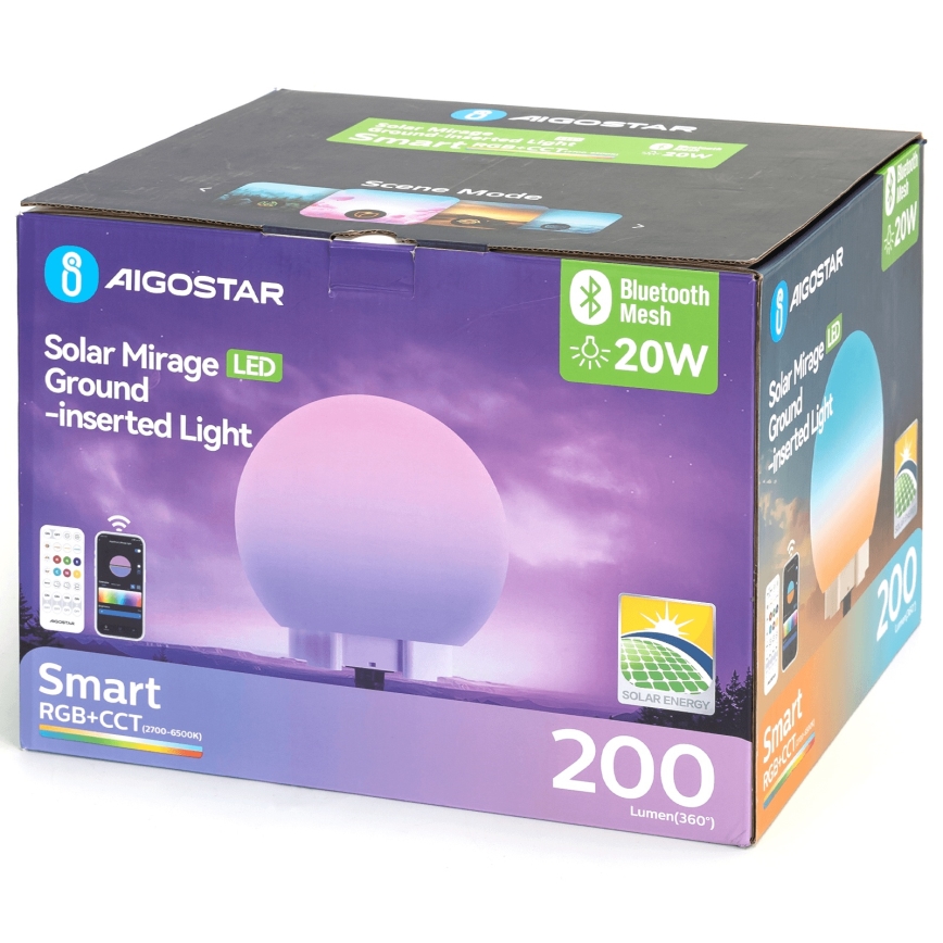 Aigostar - LED RGBW диммируемая наружная лампа MESH LED/20W/3,7V 4000mAh 2700-6500K IP65 Ø 15 см + пульт дистанционного управления