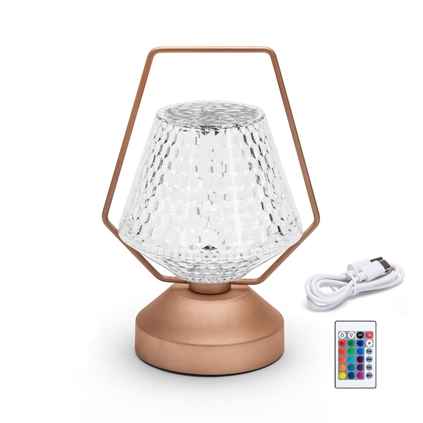 Aigostar - LED RGB Настільна акумуляторна лампа з регулюванням яскравості LED/1W/5V 1800mAh 20 см + пульт дистанційного керування